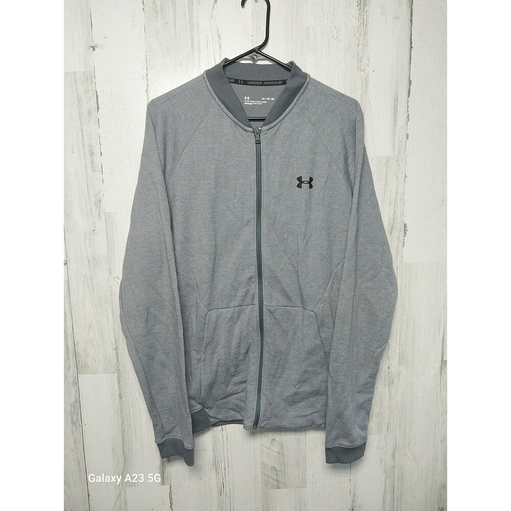 Under Armour Mens Size XL Fitted Full Zip Front Performance Jacket Gray Black